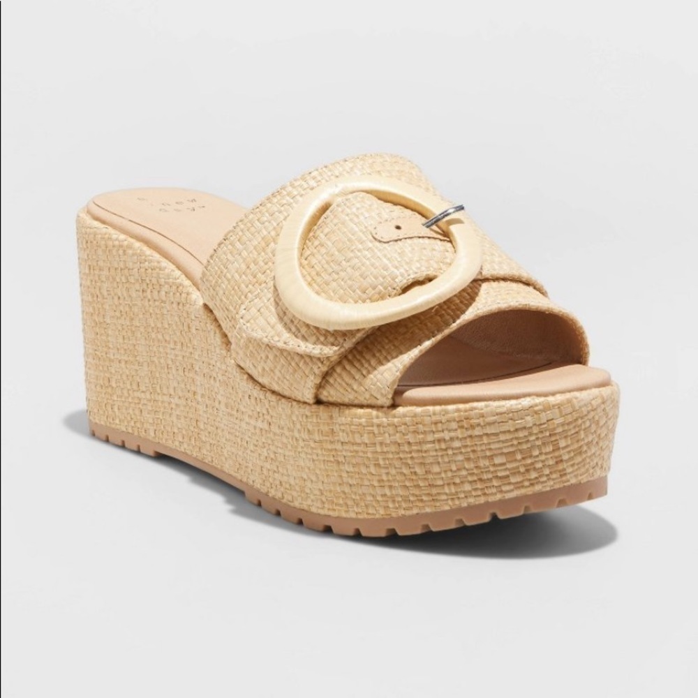 A New Day Victoria Wedge Heel Sandal Open Toe Platform Slide nwt - Picture 2 of 7